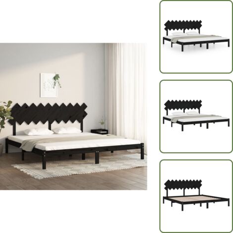 Letto con testiera - vidaXL Giroletto Nero 200x200 cm in Legno Massello - Letto in compensato