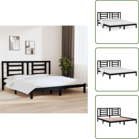 Letto con testiera - vidaXL Giroletto Nero in Legno Massello di Pino 200x200 cm - Letto moderno