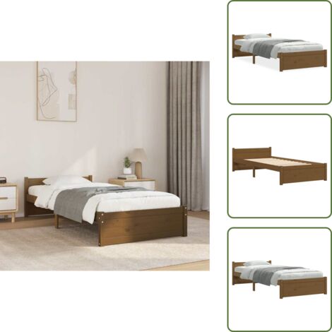 Letto con testiera - vidaXL Giroletto senza Materaso Ambra in Legno Massello 75x190 cm - Letto per bambini