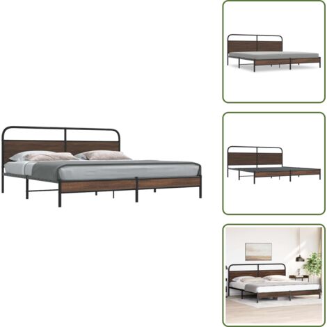 Letto con testiera - vidaXL Giroletto senza Materaso in Metallo Rovere Marrone 180x200 cm - Letto con base a doghe