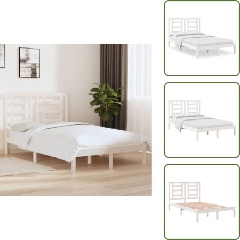 Letto con testiera - vidaXL Giroletto senza Materasso Bianco 120x200 cm Legno Massello Pino - Letto con giroletto