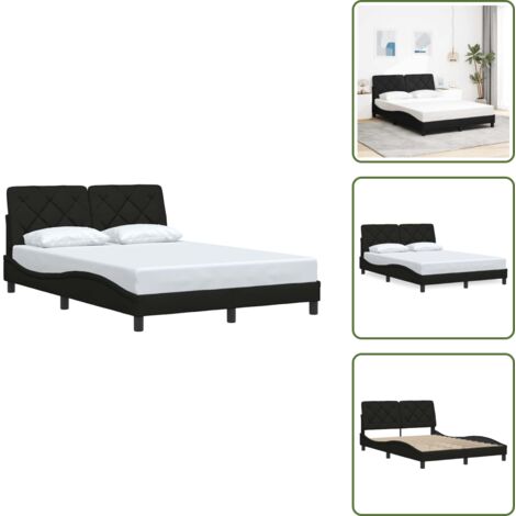 Letto con testiera - vidaXL Giroletto senza Materasso Nero 120x200 cm Tessuto - Letto in tessuto