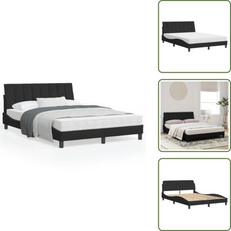 Letto con testiera - vidaXL Letto con Materasso Hanko Nero 120x200 cm in Velluto - Letto con doghe in compensato