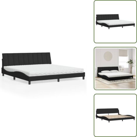 Letto con testiera - vidaXL Letto con Materasso Hanko Nero 200x200 cm in Velluto - Materasso H2