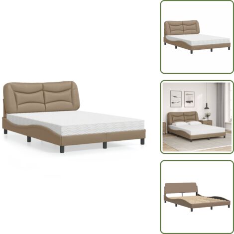 Letto con testiera - vidaXL Letto con Materasso Hvar Cappuccino 120x200cm Similpelle - Letto in compensato