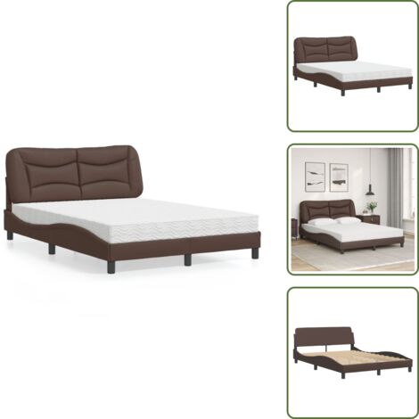 Letto con testiera - vidaXL Letto con Materasso Hvar Marrone 120x200cm in Similpelle - Materasso H2
