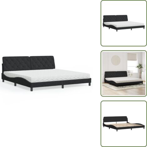 Letto con testiera - vidaXL Letto con Materasso Nero 200x200 cm in Velluto - Letto Nero