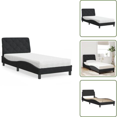 Letto con testiera - vidaXL Letto con Materasso Nero 80x200 cm in Velluto - Letto Nero