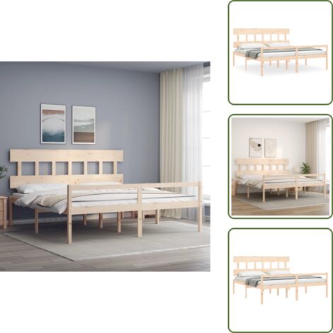 Letto con testiera - vidaXL Letto per Anziani con Testiera 200x200 cm in Legno Massello - Letto per anziani in legno