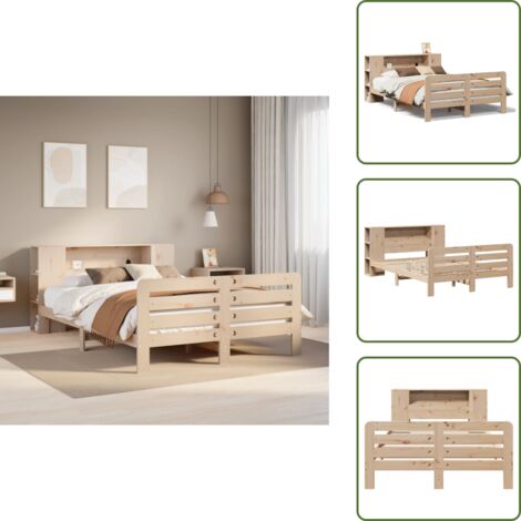 Letto con testiera - vidaXL Letto senza Materasso 135x190 cm in Legno Massello di Pino - Letto con scomparti