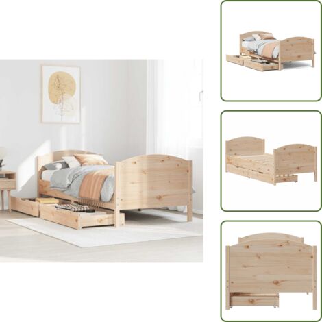 Letto con testiera - vidaXL Letto senza Materasso 75x190 cm in Legno Massello Pino - Letto con ruote