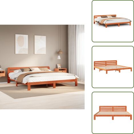 Letto con testiera - vidaXL Letto senza Materasso Marrone Cera 200x200 cm in Legno di Pino - Letto in pino
