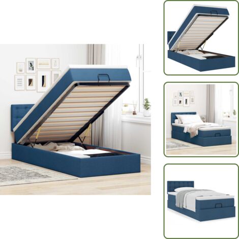 Letto con testiera - vidaXL Pouf Letto con Materasso Blu 100x200 cm in Tessuto - Materasso insacchettato