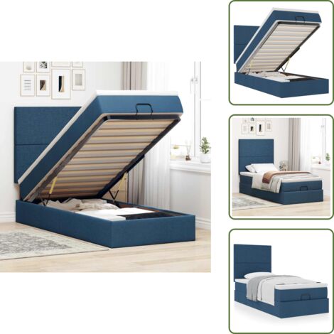 Letto con testiera - vidaXL Pouf Letto con Materasso Blu 100x200 cm in Tessuto - Materasso morbido