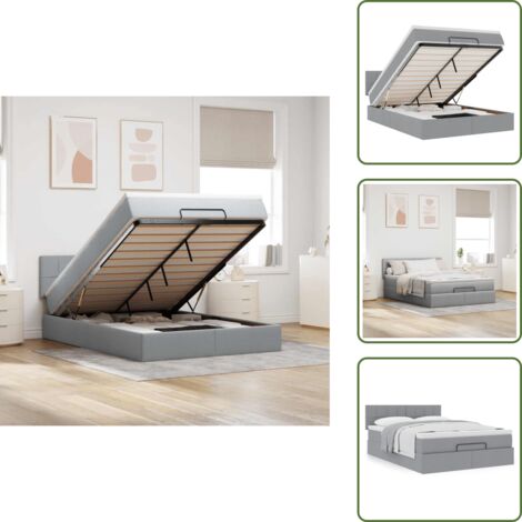 Letto con testiera - vidaXL Pouf Letto con Materasso Grigio Chiaro 140x190 cm in Tessuto - Materasso insacchettato