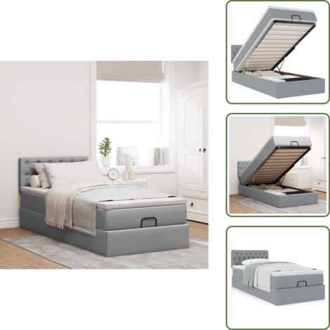Letto con testiera - vidaXL Pouf Letto con Materasso Grigio Chiaro 90x200 cm in Tessuto - Materasso morbido