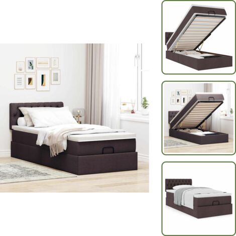 Letto con testiera - vidaXL Pouf Letto con Materasso Marrone Scuro 90x200 cm in Tessuto - Materasso morbido