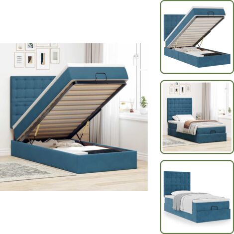 Letto con testiera - vidaXL Struttura Letto Pouf con Materassi 100x200 cm Velluto - Materasso con supporto personalizzato