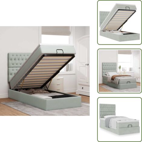 Letto con testiera - vidaXL Struttura Letto Pouf con Materassi 100x200 cm Velluto - Materasso insacchettato