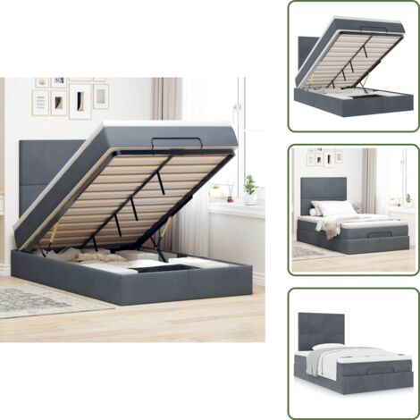 Letto con testiera - vidaXL Struttura Letto Pouf con Materassi 120x200 cm Velluto - Materasso morbido