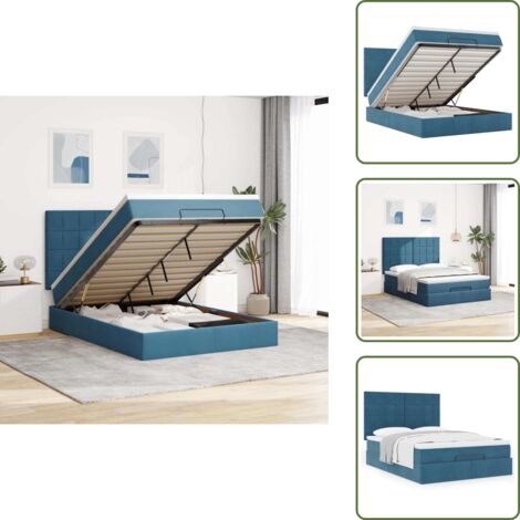 Letto con testiera - vidaXL Struttura Letto Pouf con Materassi 140x190 cm in Velluto - Materasso morbido