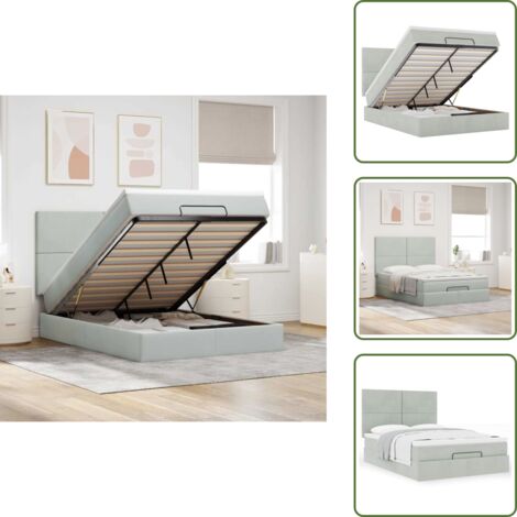 Letto con testiera - vidaXL Struttura Letto Pouf con Materassi 140x190 cm Velluto - Materasso insacchettato