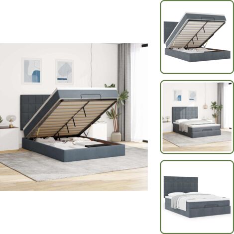 Letto con testiera - vidaXL Struttura Letto Pouf con Materassi 140x190 cm Velluto - Materasso morbido