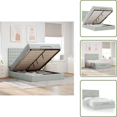 Letto con testiera - vidaXL Struttura Letto Pouf con Materassi 140x200 cm in Velluto - Materasso con supporto personalizzato