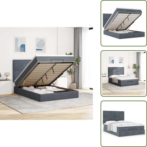 Letto con testiera - vidaXL Struttura Letto Pouf con Materassi 140x200 cm in Velluto - Materasso morbido
