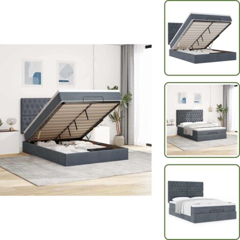 Letto con testiera - vidaXL Struttura Letto Pouf con Materassi 140x200 cm in Velluto - Materasso morbido
