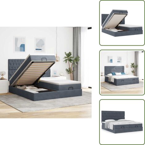 Letto con testiera - vidaXL Struttura Letto Pouf con Materassi 160x200 cm in Velluto - Letto matrimoniale