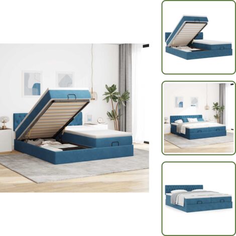 Letto con testiera - vidaXL Struttura Letto Pouf con Materassi 160x200 cm Velluto - Materasso morbido