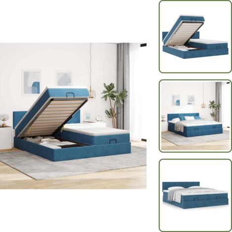 Letto con testiera - vidaXL Struttura Letto Pouf con Materassi 180x200 cm Velluto - Letto con vano portaoggetti