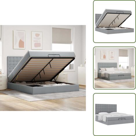 Letto con testiera - vidaXL Struttura Letto Pouf con Materassi 200x200 cm in Tessuto - Materasso per sonno