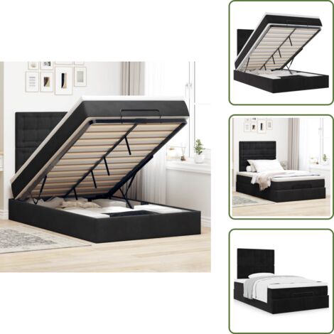 Letto con testiera - vidaXL Struttura Letto Pouf con Materassi Nero 120x200 cm Velluto - Materasso con supporto personalizzato