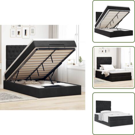Letto con testiera - vidaXL Struttura Letto Pouf con Materassi Nero 120x200 cm Velluto - Materasso con supporto personalizzato