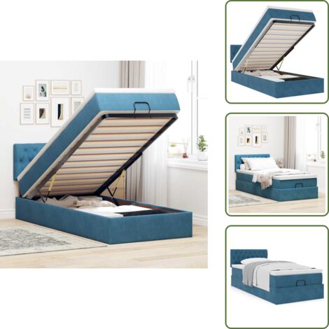 Letto con testiera - vidaXL Struttura Letto Pouf con Materasso 100x200 cm Velluto - Materasso morbido