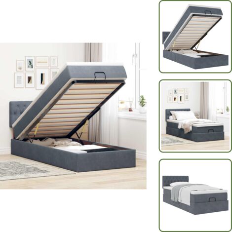 Letto con testiera - vidaXL Struttura Letto Pouf con Materasso 100x200 cm Velluto - Materasso morbido