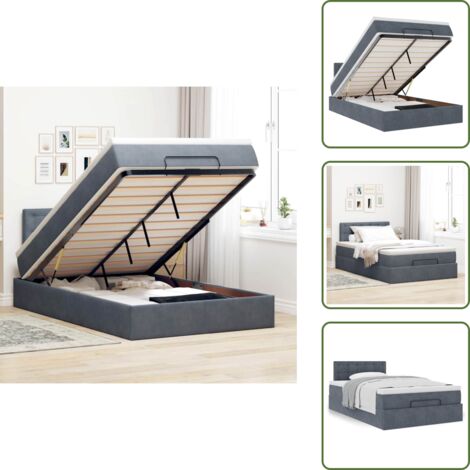 Letto con testiera - vidaXL Struttura Letto Pouf con Materasso 120x200 cm Velluto - Materasso con supporto personalizzato