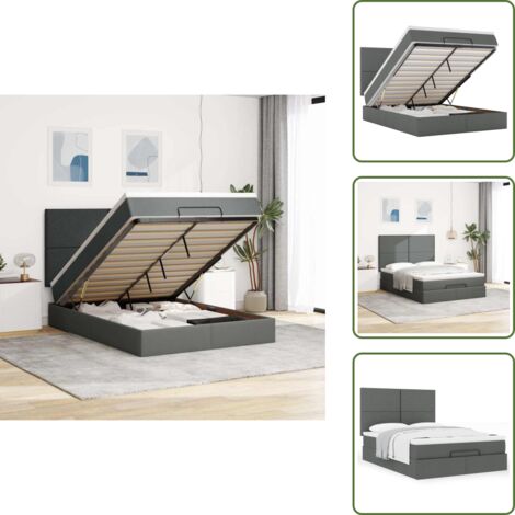 Letto con testiera - vidaXL Struttura Letto Pouf con Materasso 140x190 cm in Tessuto - Letto con vano portaoggetti