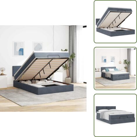 Letto con testiera - vidaXL Struttura Letto Pouf con Materasso 140x190 cm Velluto - Materasso morbido