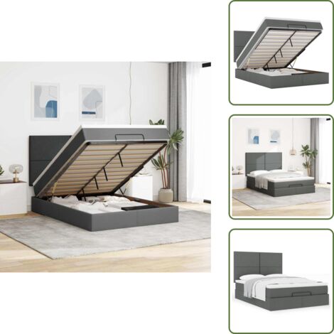 Letto con testiera - vidaXL Struttura Letto Pouf con Materasso 140x200 cm in Tessuto - Letto con vano portaoggetti