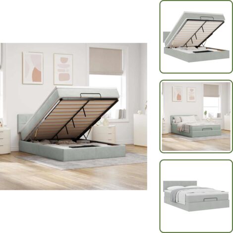 Letto con testiera - vidaXL Struttura Letto Pouf con Materasso 140x200 cm in Velluto - Letto con vano portaoggetti