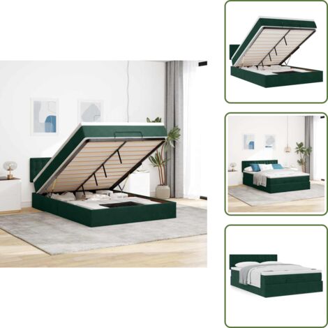 Letto con testiera - vidaXL Struttura Letto Pouf con Materasso 140x200 cm in Velluto - Materasso in velluto