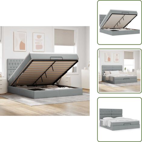 Letto con testiera - vidaXL Struttura Letto Pouf con Materasso 160x200 cm in Tessuto - Letto con vano portaoggetti