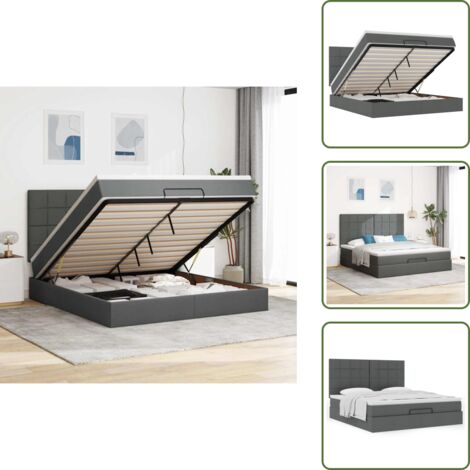 Letto con testiera - vidaXL Struttura Letto Pouf con Materasso 180x200 cm in Tessuto - Letto con vano portaoggetti