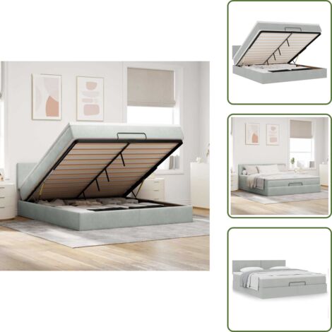Letto con testiera - vidaXL Struttura Letto Pouf con Materasso 180x200 cm in Velluto - Materasso morbido