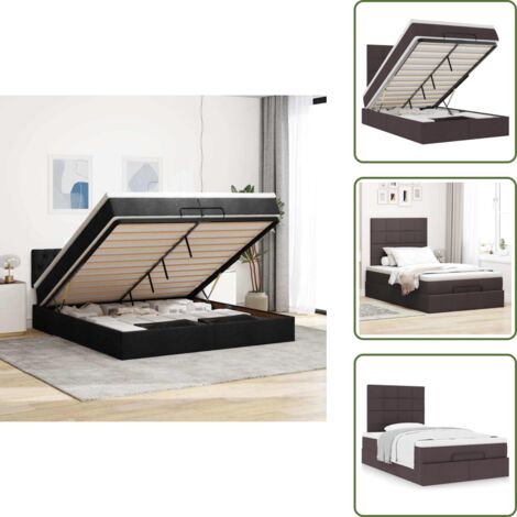 Letto con testiera - vidaXL Struttura Letto Pouf con Materasso 80x200 cm in Tessuto - Letto con vano portaoggetti