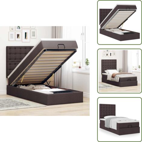 Letto con testiera - vidaXL Struttura Letto Pouf con Materasso 90x190 cm in Tessuto - Letto con vano portaoggetti