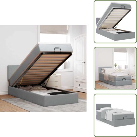 Letto con testiera - vidaXL Struttura Letto Pouf con Materasso 90x190 cm in Tessuto - Letto con vano portaoggetti